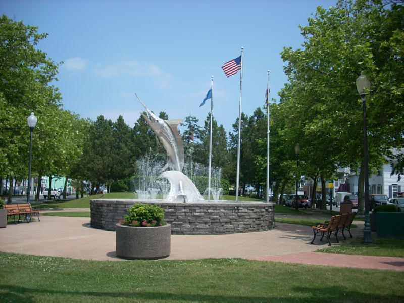 White Marlin sculpture in fountain at Ocen City, Maryland
