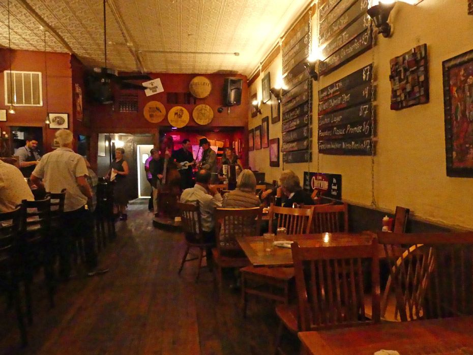 band and tables with diners at Whiskey Jar in Historic Downtown Mall in Charlottesville