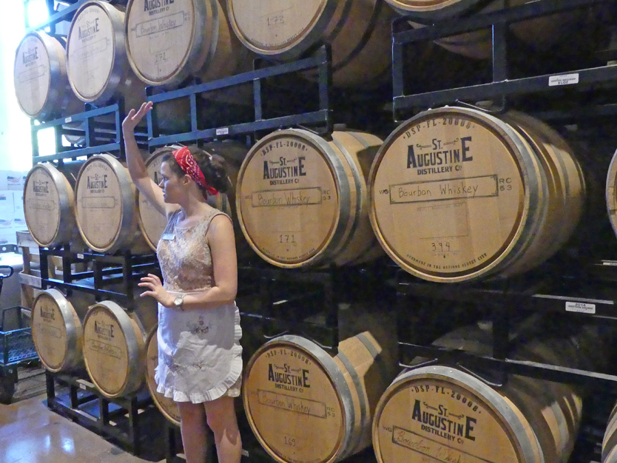 Guide shows barrels at St. Augustine Distillery