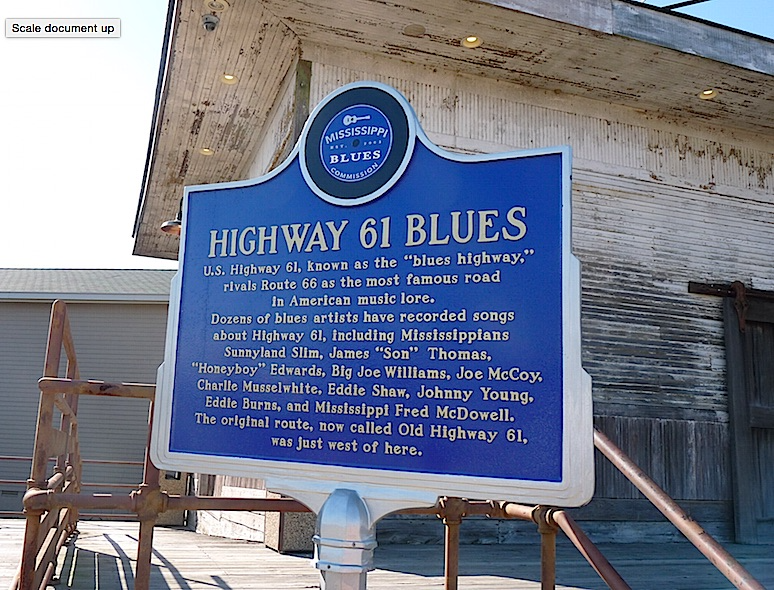 Hwy 61 Blues sign at Tunica Visitors center