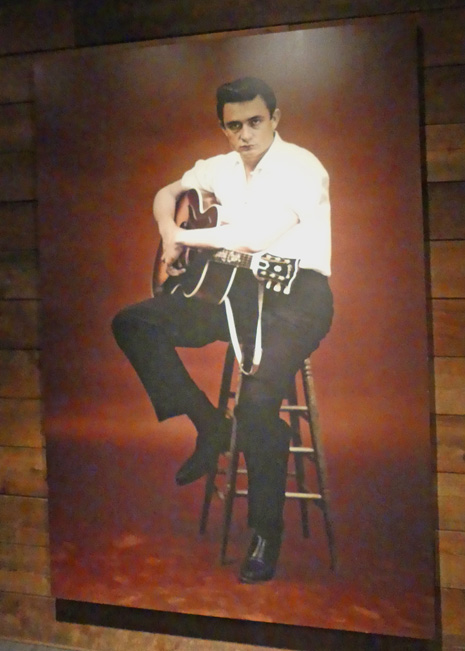 Exhibit in Johnny Cash museum of young johnny cash