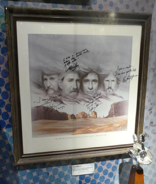 Exhibit in Johnny Cash museum picture of highwaymen