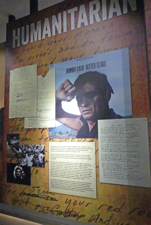 Exhibit in Johnny Cash museum about his humanartarian music