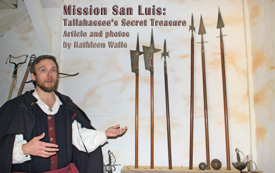 Reenactor at Mission San Luis in Tallahassee displays antique weapons