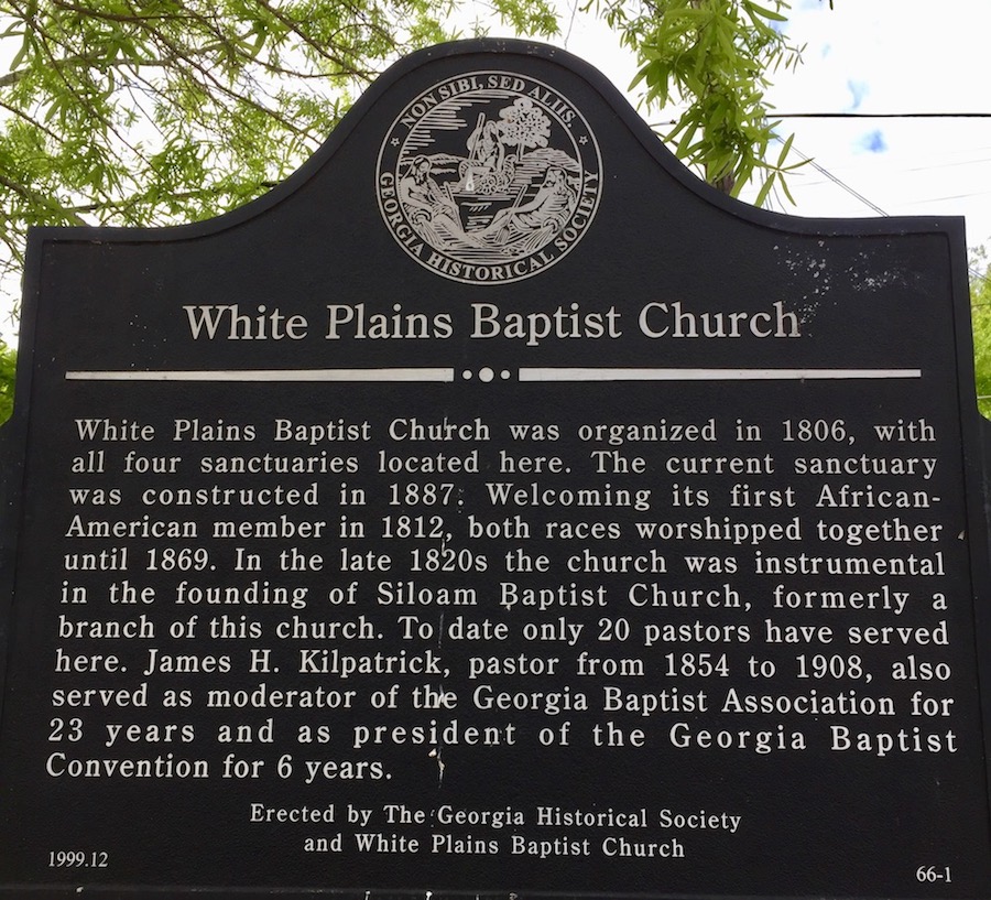 White Plains Baptist Church historical marker  sign