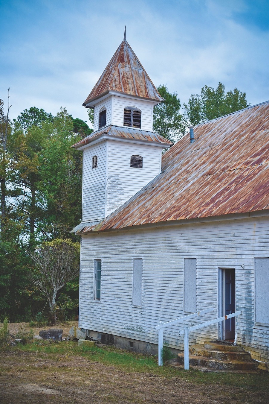 old country church with tin roof