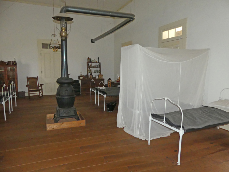 Hospital at Fort Concho with cots,