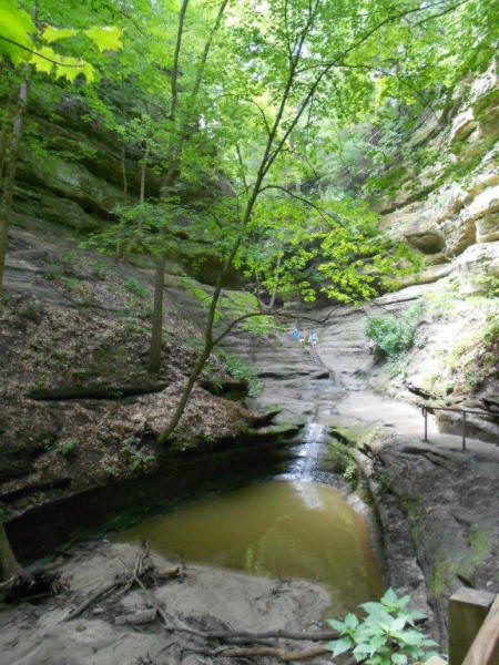 waterfall flowing down canyon at Starved Rock State Park