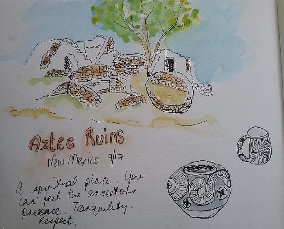 Sketch of Aztec Ruins in NM