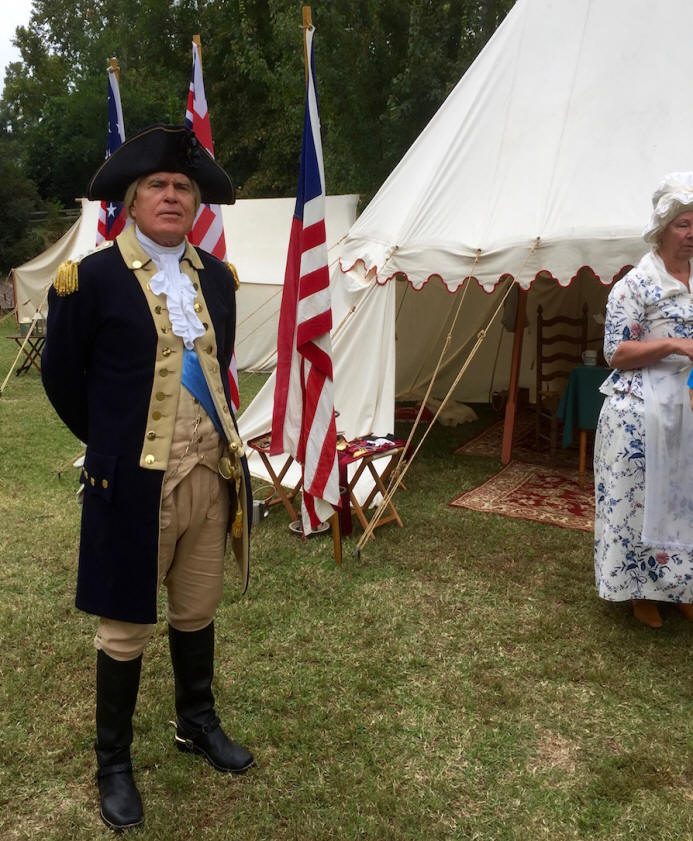 Reenactor dressed in Revolutionary War costume at North Augusta’s Living History Park.