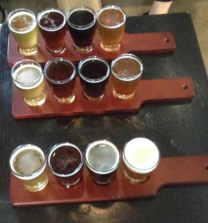  beer samples at Devil's Canyon Brewing in San Carlo