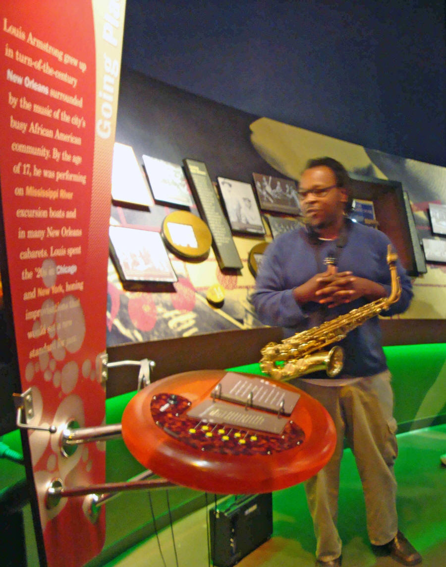 man playing horn at Jazz Musuem in Kansas city