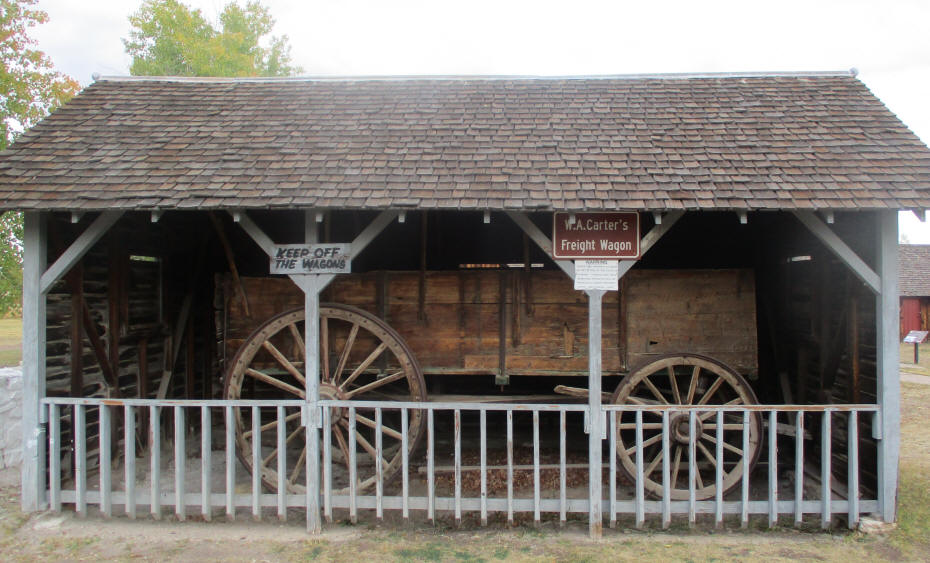 Pioneer wagon inside a building