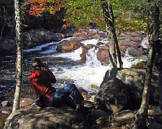 Waterfalls at Natural Stone Bridge and Caves in Pottersville, New York