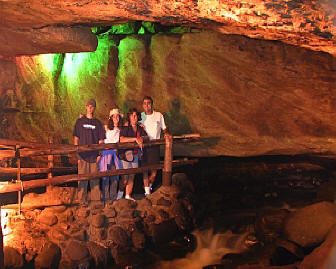 Inside Noisy cave at Natural Stone Bridge and Caves in Pottersville, New York