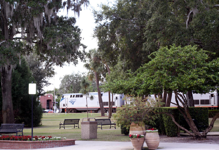 Amtrack trains in downtown Winter Park, Florida