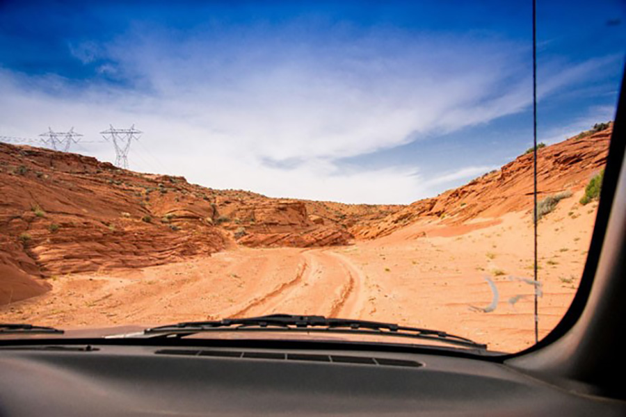 viewof desert going to slot canyons in Page, AZ