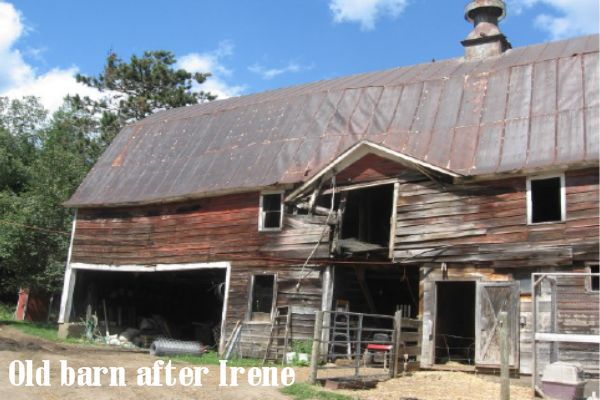 Nettle Meadow barn after damaged by Hurricane Irene