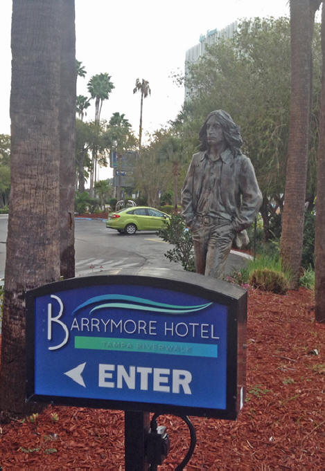 Sculpture of John Lennon outside barrymore hotel