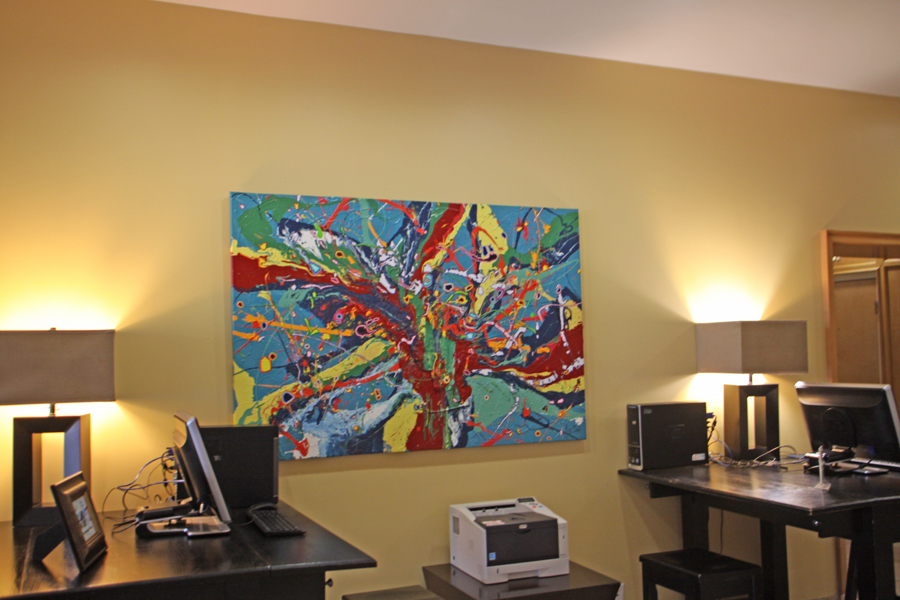 Colorful art by Ray Paul in business center of Barrymore Hotel in Tampa