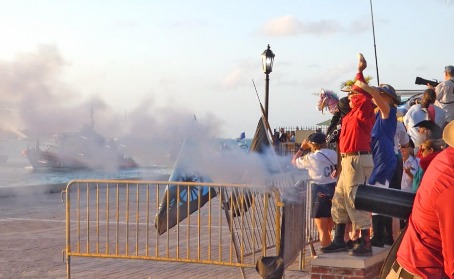 cannon and battle scene at Mallory square