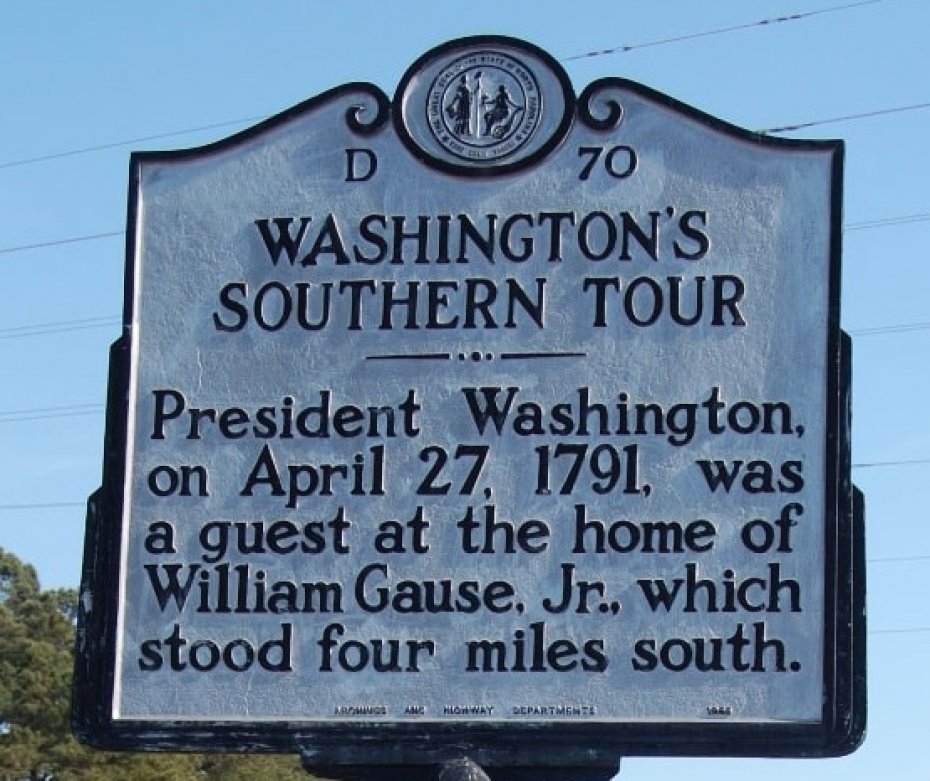 roadmarker of Wahsington;s tour through Charleston