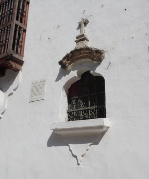 Heritic's Window at  Palace of Inquisition in Cartagenga, colombia