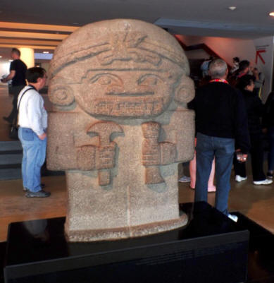 Precolombian style sculpture with musical instruymans in Colombia