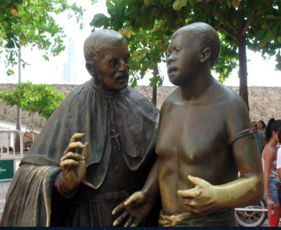 peter_and_slave sculpture in Cartagenga, Colombia