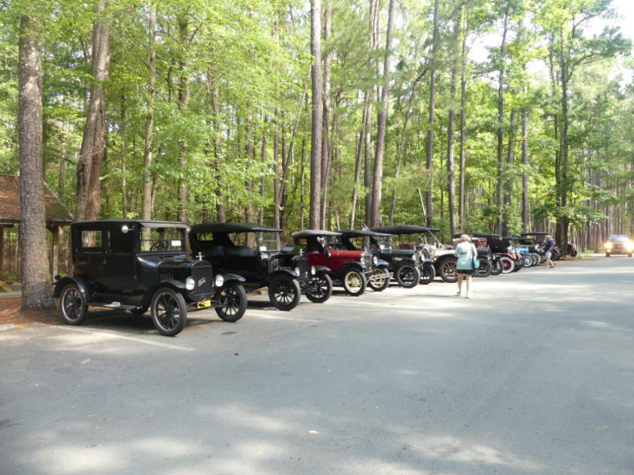 line of antique cars