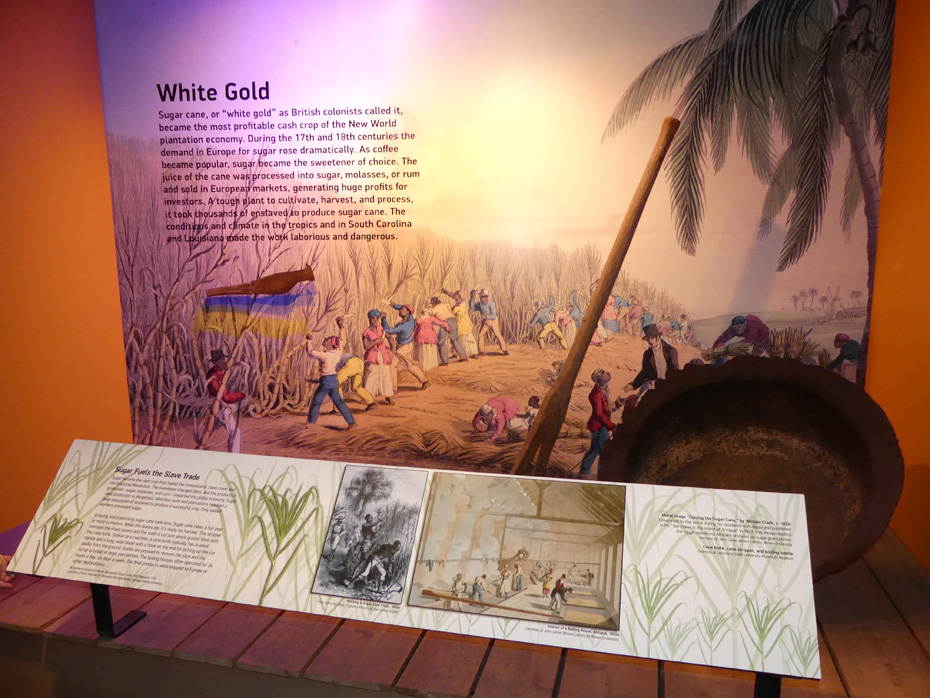 exhibit in Senator John Heinz Musuem in Pittsburgh showing influence of sugar on slavery