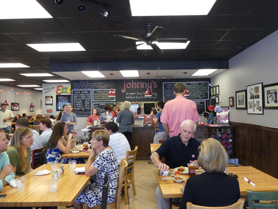 Customers dining at Johnny's Restaurant in Homewood, AL