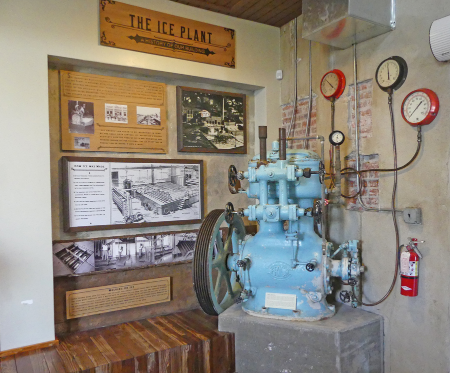 Machinery form the old ice plant at the St. Augustine Distillery Museum