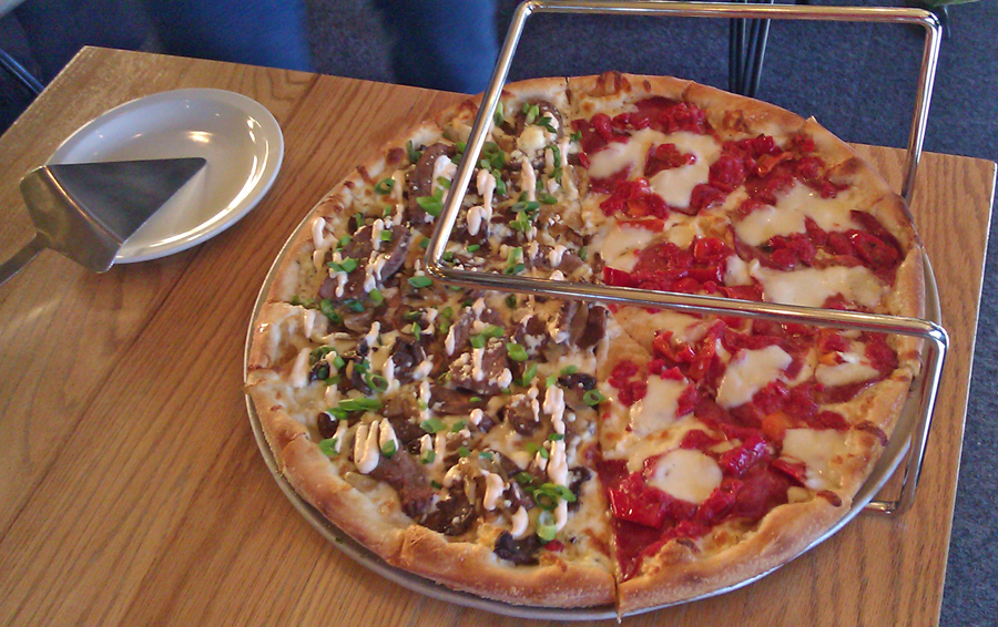 Half and half Pizza at Pies and Pints in Fayetteville, West Virginia