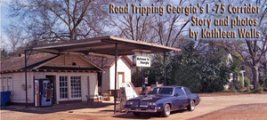 gas station with car and welcome to Georgia sign