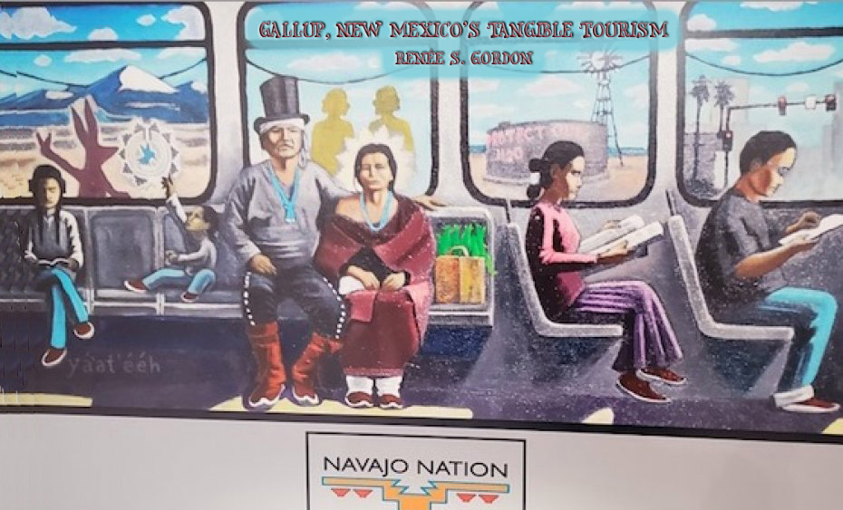 muralof Navajos riding on a bus