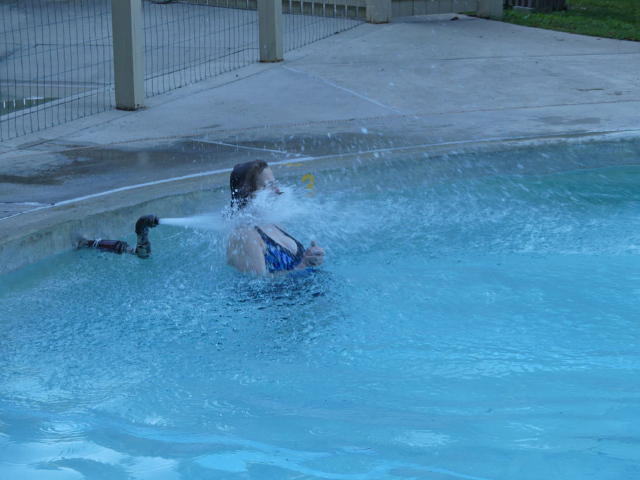 Woman at inlet of pool  at Capon Springs