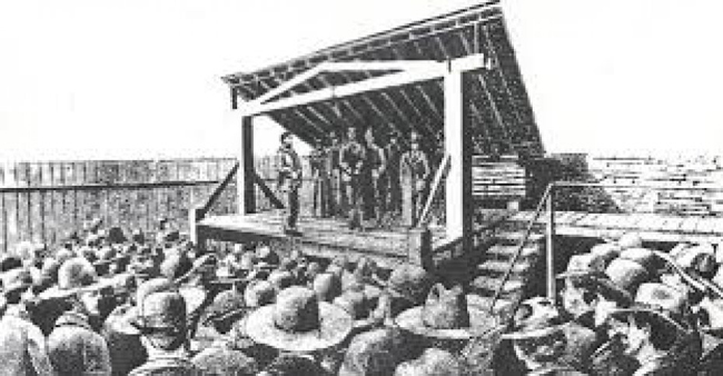 cartoon of gallows at Fort Smith