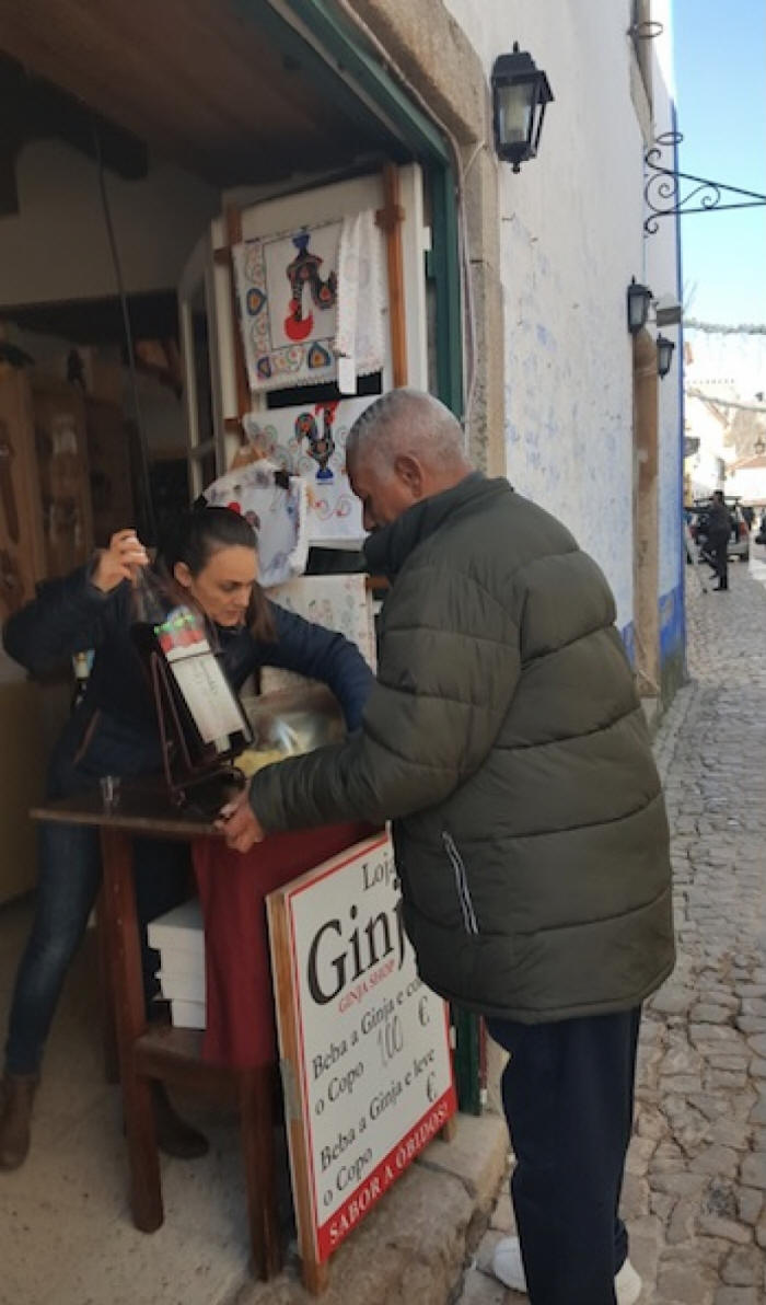 Obidos ginja vendor in Portugal