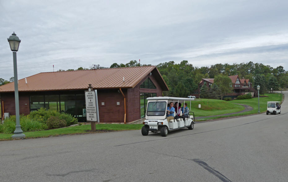 golf cart on road at the resort