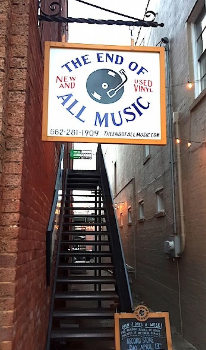 sign and entrance to music store