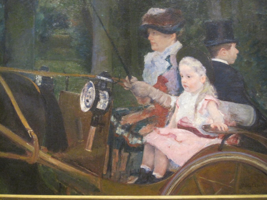 Painting of Woman and Girl Driving by Mary Cassatt