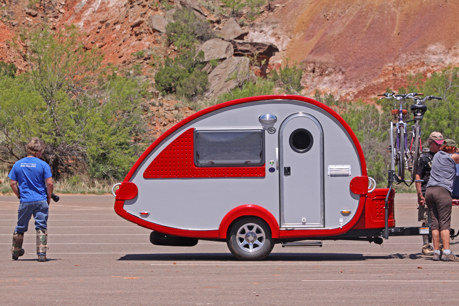 Teardrop camper  at Palo Duro Canyon near Amarillo, Texas