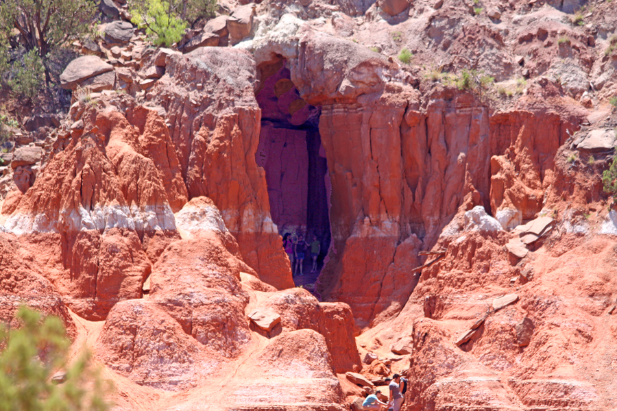  Cave with climbers at Palo Duro Canyon near Amarillo, Texas