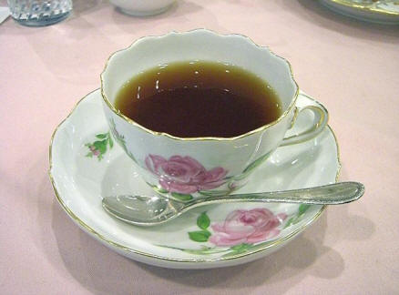 A pretty cup of tea in a china cup