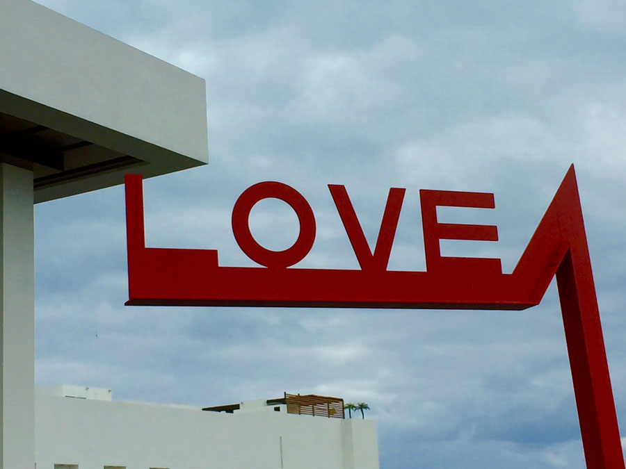 Red love sign art Finest Resort in Playa Mujeres