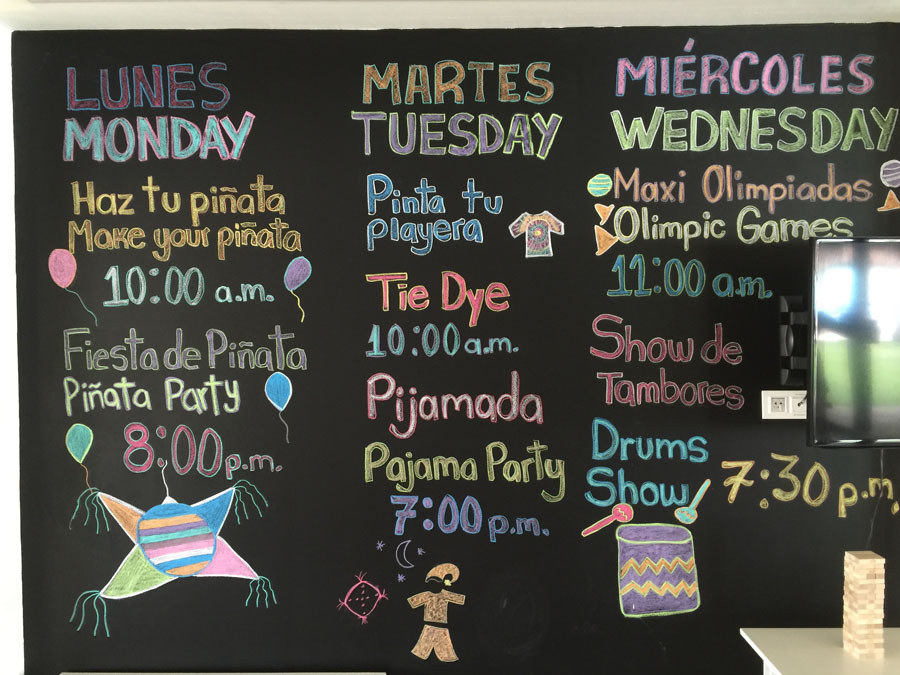 blackboard at Finest Resort in Playa Mujeres