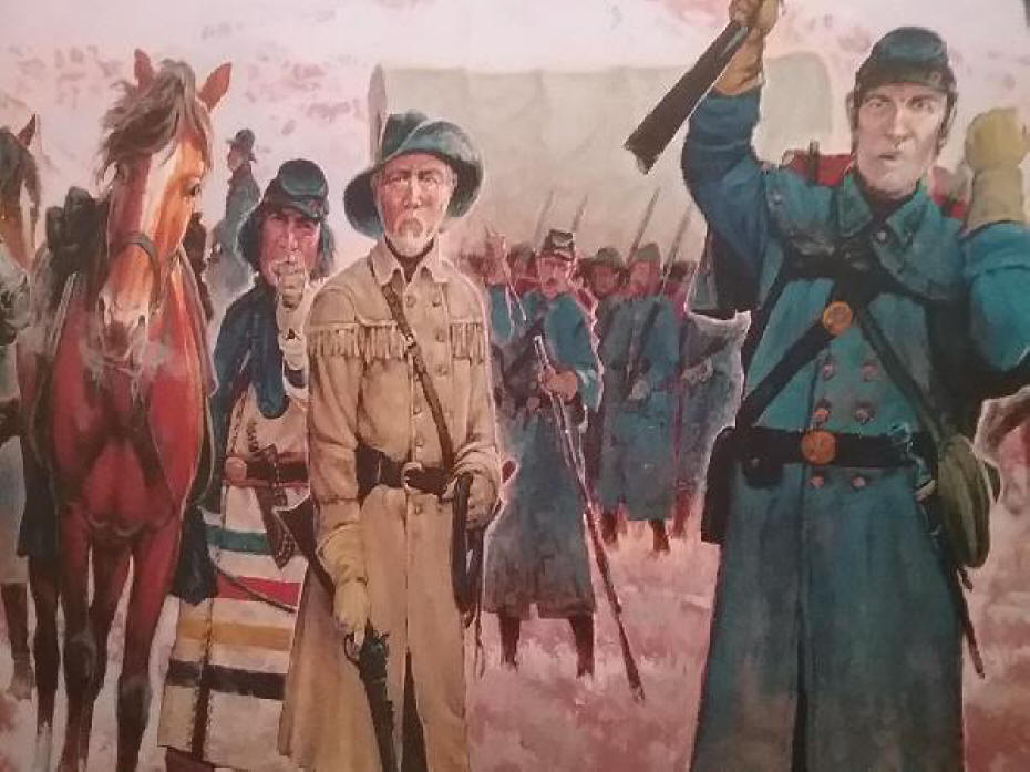 A scout and tracker depicted in the military mural by artist Mike Scovel. 