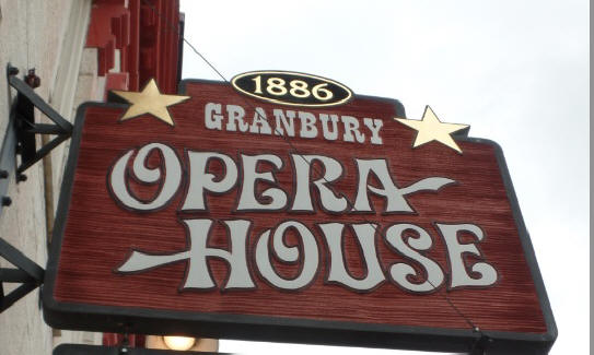 sign on Granbury opera house