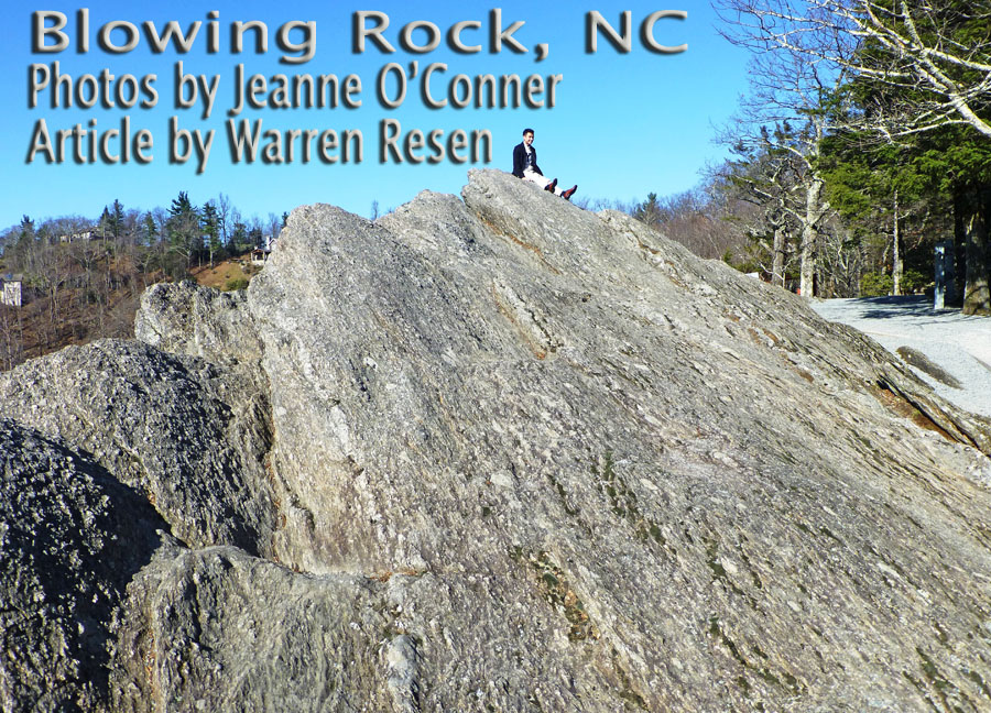 Blowing rock with persoin perched on top used as title image